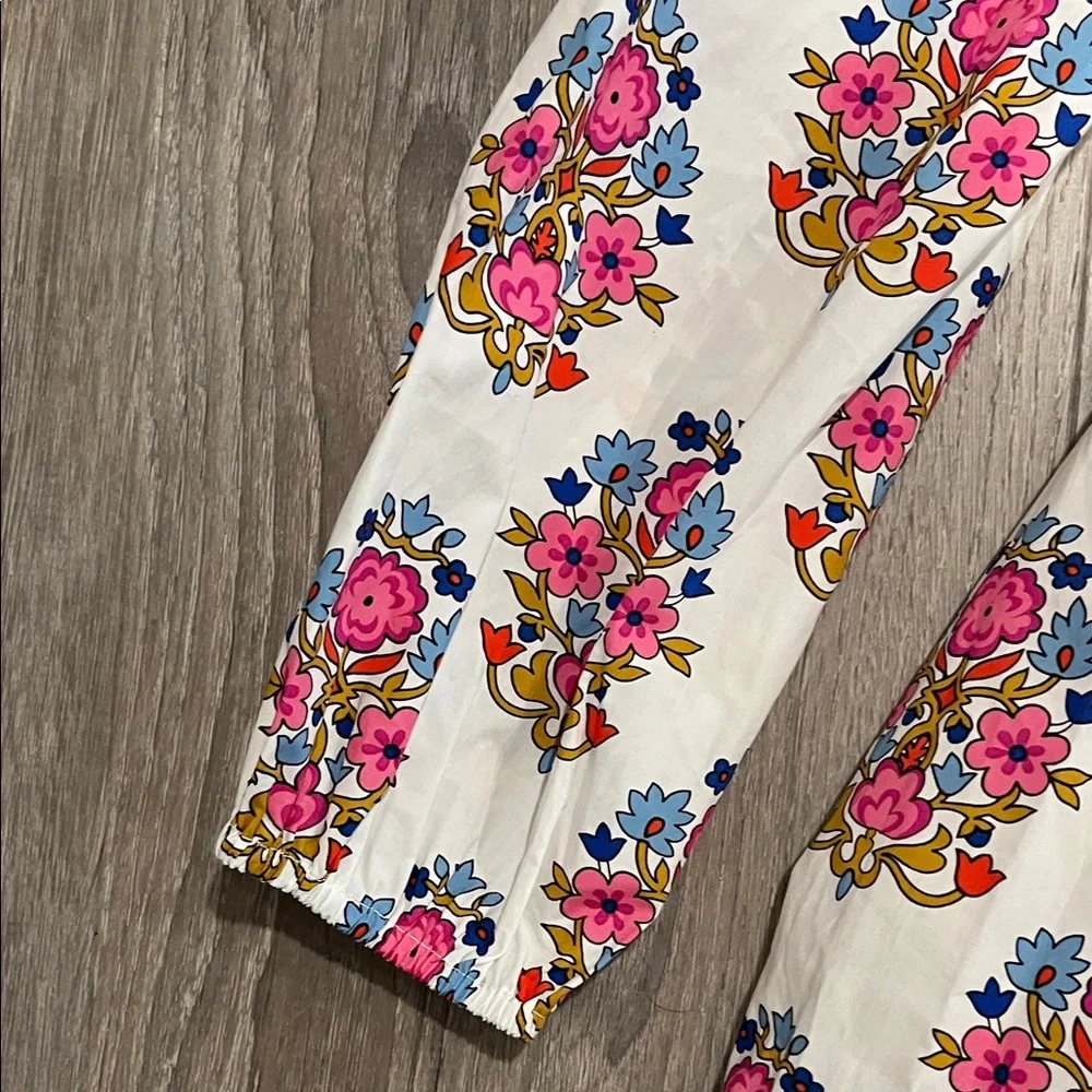 Boden Long Sleeve Floral Dress Violet Trim Midi Dress - Picture 3 of 8